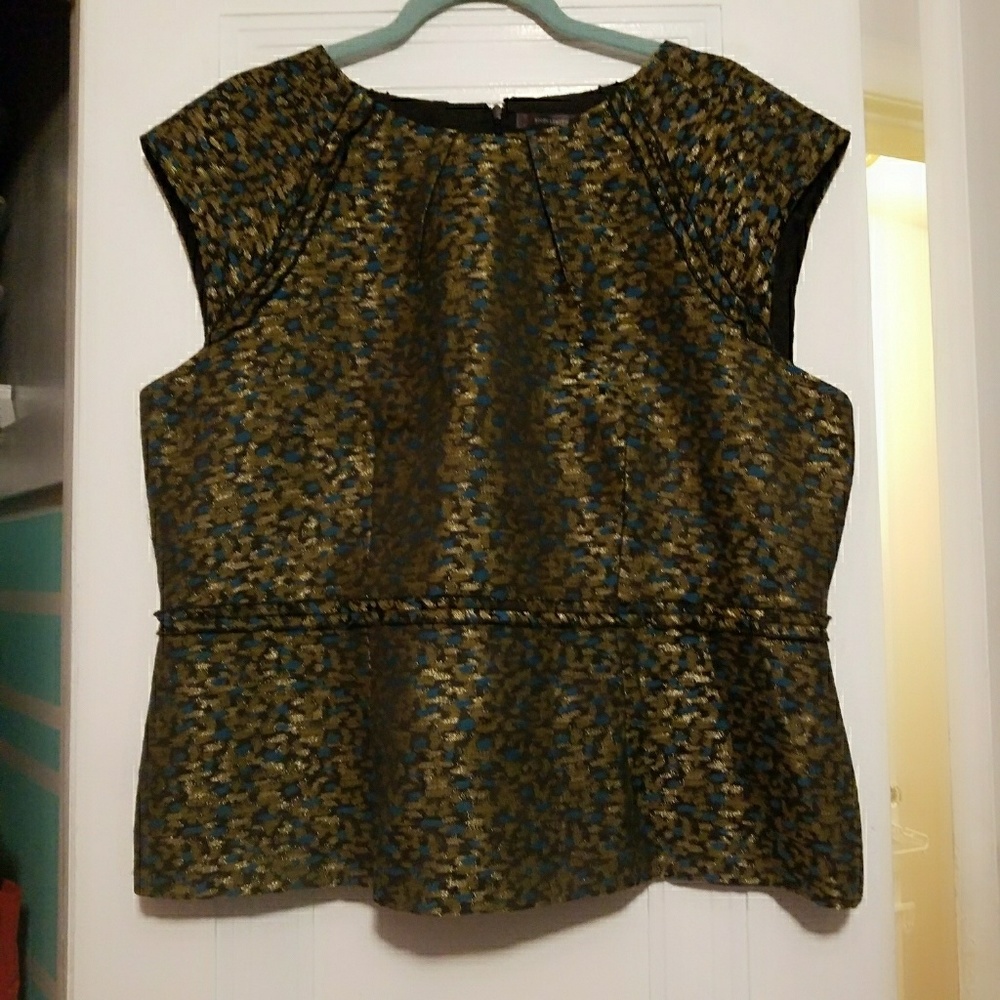 Boden limited edition teal gold metallic peplum to